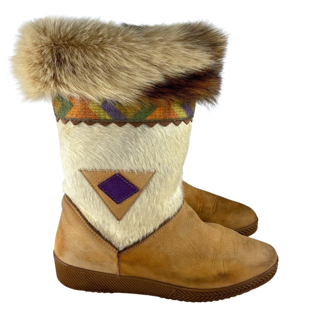 Garden Sport Boots Fur Leather Southwestern ITALY Snow Winter Vintage US 10